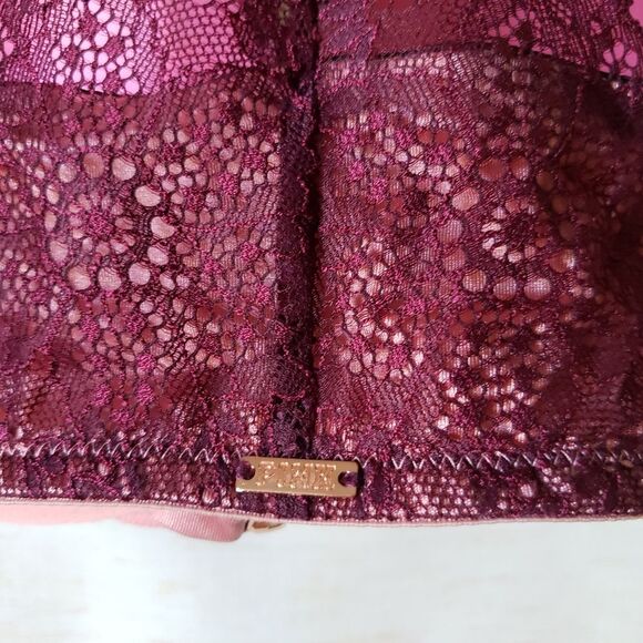 PINK Victoria's Secret Date Push-Up Lace Bra Women's Size 34D Pink Burgundy - Picture 8 of 15